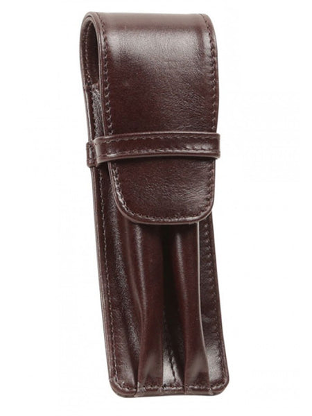 Aston Leather Brown Finger Style Double Pen Case-Pen Boutique Ltd