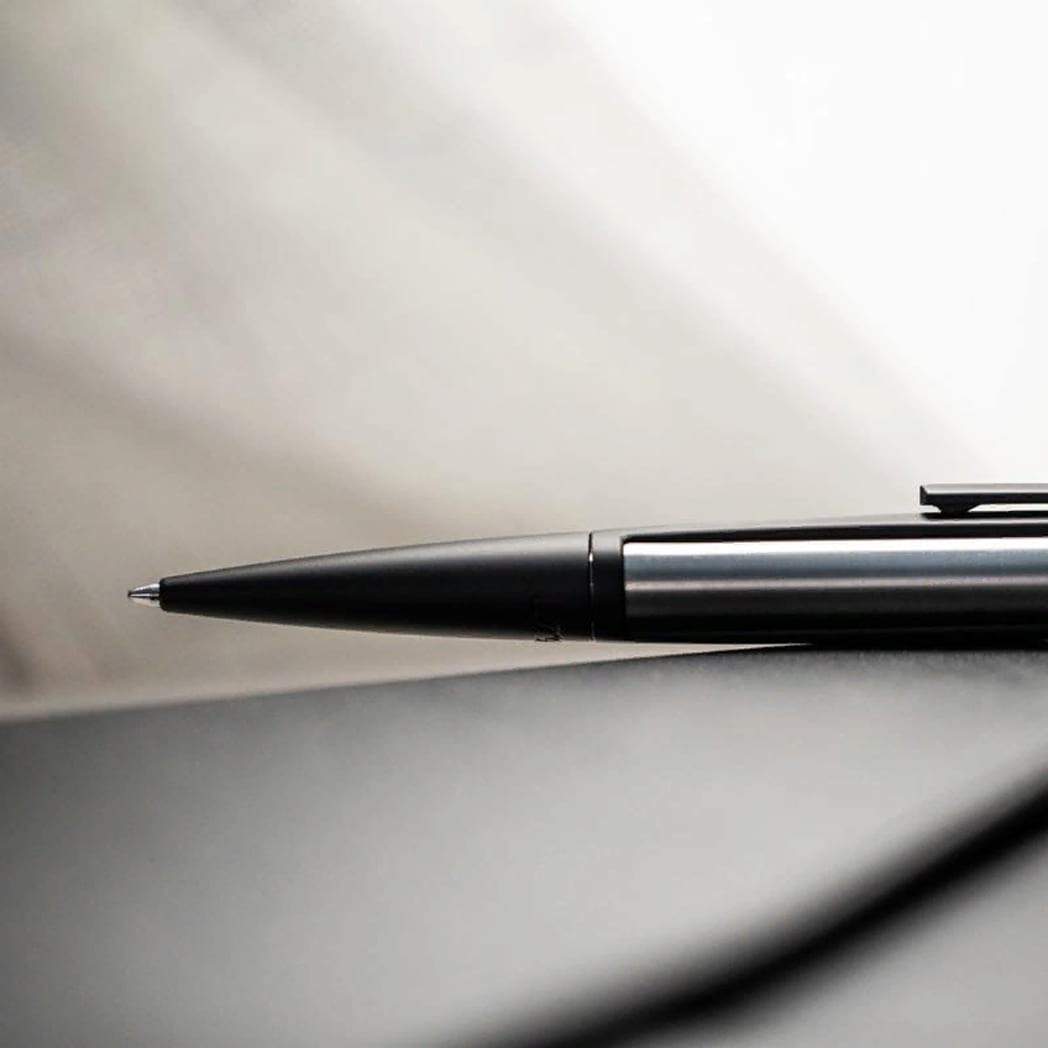 S T Dupont Defi Ballpoint Pen - Matte Black - Steel Trim-Pen Boutique Ltd