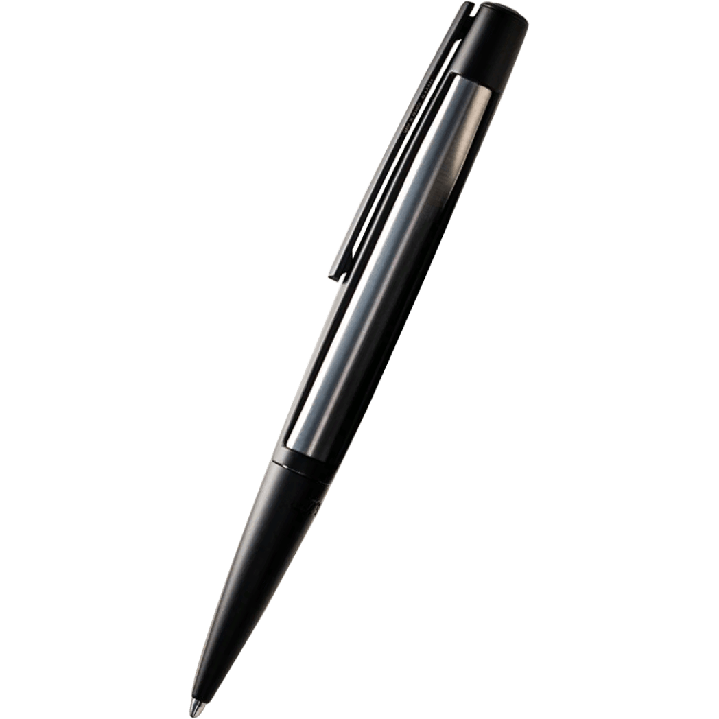 S T Dupont Defi Ballpoint Pen - Matte Black - Steel Trim-Pen Boutique Ltd