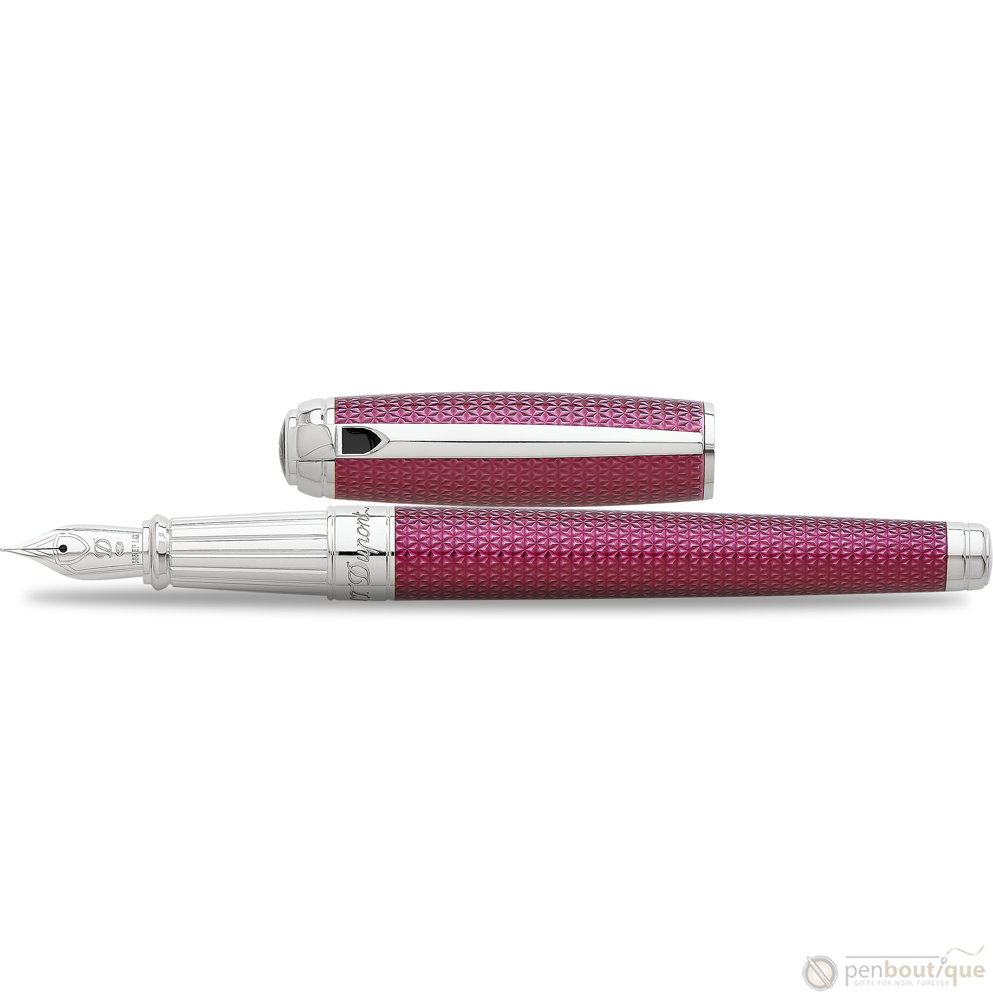 S T Dupont Liberte Fountain Pen - Firehead Guilloche - Amethyst-Pen Boutique Ltd