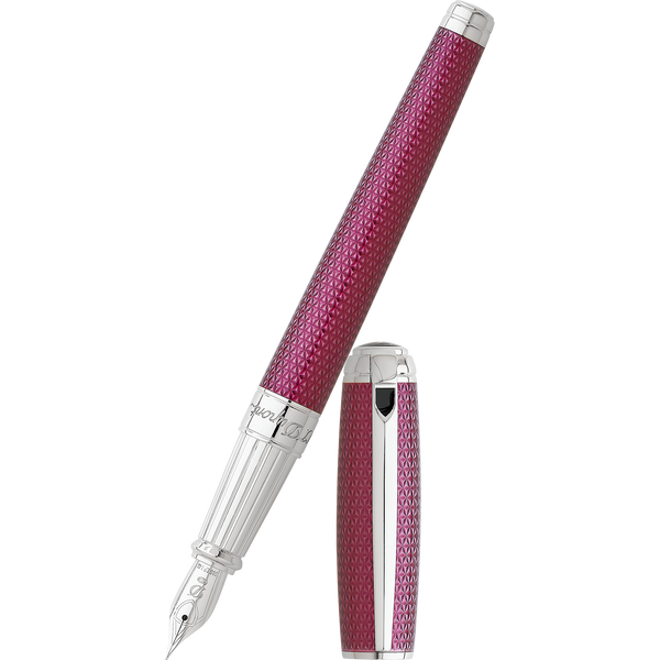 S T Dupont Liberte Fountain Pen - Firehead Guilloche - Amethyst-Pen Boutique Ltd