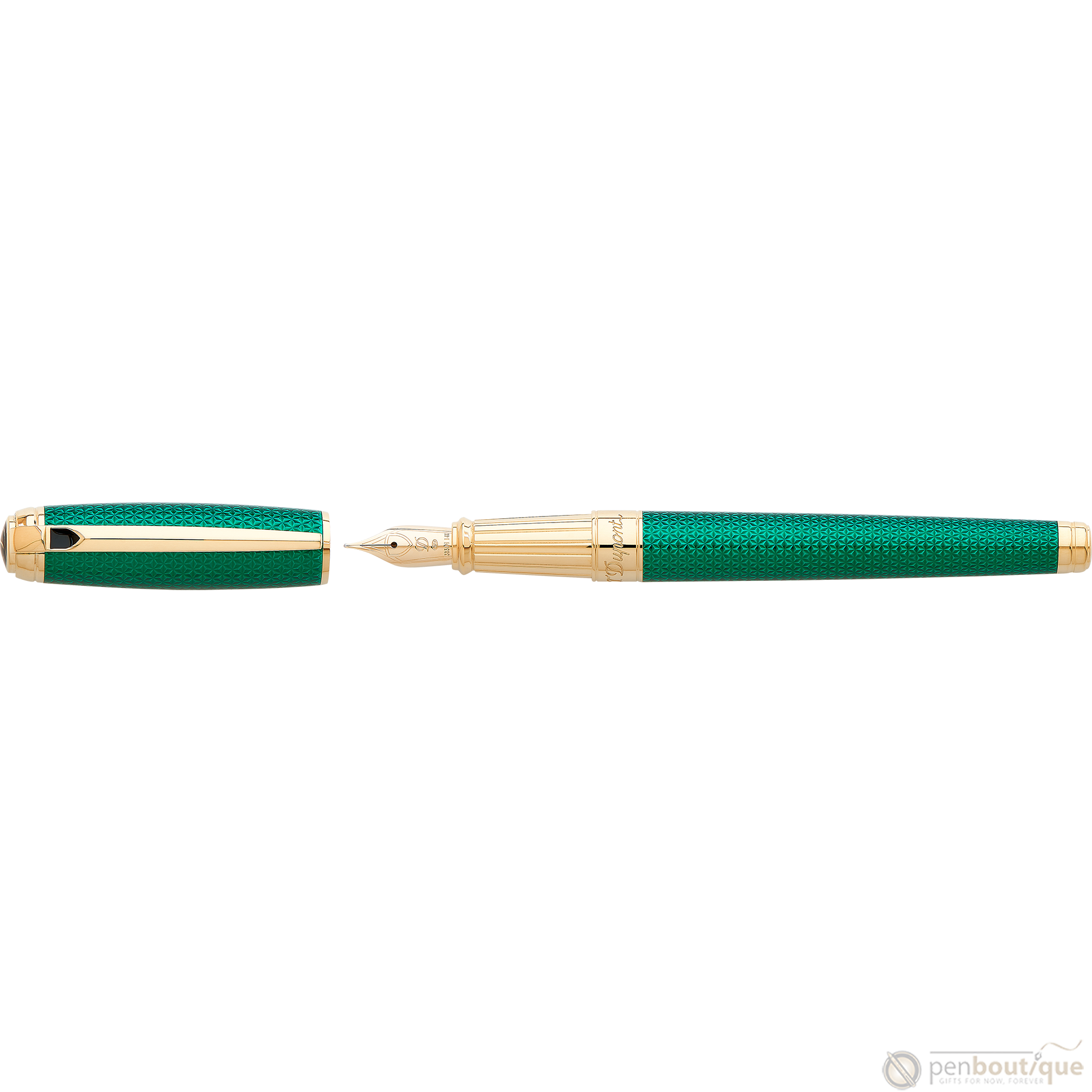 S T Dupont Liberte Fountain Pen - Firehead Guilloche - Emerald-Pen Boutique Ltd