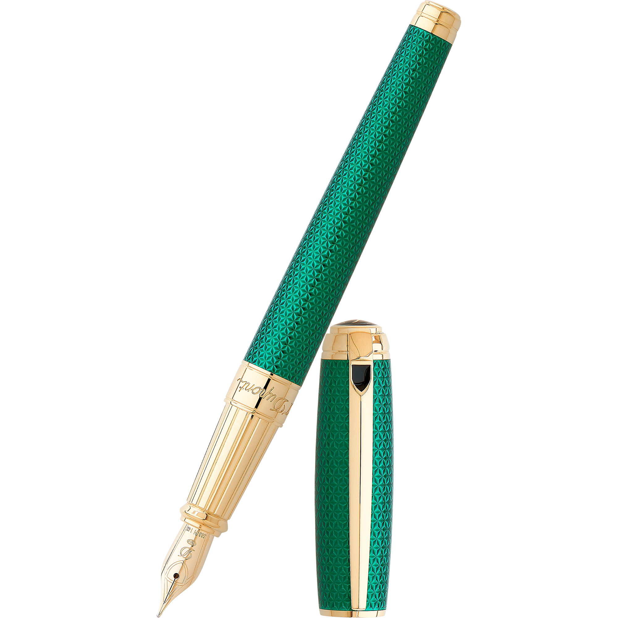 S T Dupont Liberte Fountain Pen - Firehead Guilloche - Emerald-Pen Boutique Ltd
