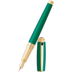 S T Dupont Liberte Fountain Pen - Firehead Guilloche - Emerald-Pen Boutique Ltd