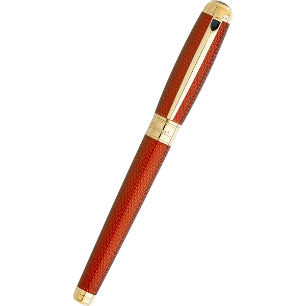 S T Dupont Liberte Rollerball Pen - Firehead Guilloche - Amber-Pen Boutique Ltd