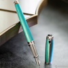 S T Dupont Line D Fountain Pen - Diamond Guilloche - Aquamarine - Large-Pen Boutique Ltd