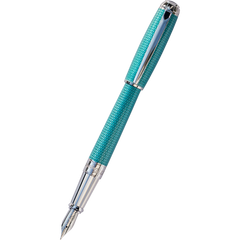 S T Dupont Line D Fountain Pen - Diamond Guilloche - Aquamarine - Large-Pen Boutique Ltd