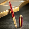 S T Dupont Line D Fountain Pen - Diamond Guilloche - Ruby - Large-Pen Boutique Ltd