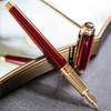 S T Dupont Line D Fountain Pen - Diamond Guilloche - Ruby - Large-Pen Boutique Ltd