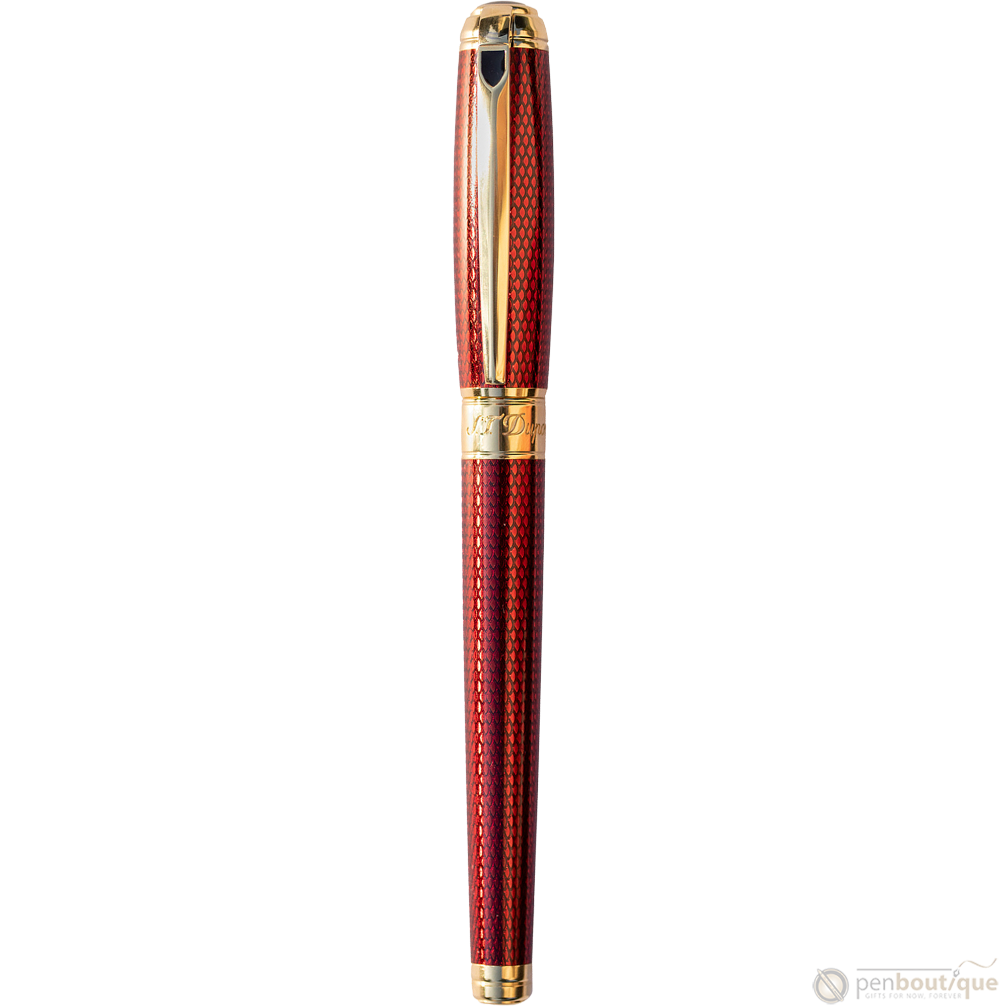 S T Dupont Line D Fountain Pen - Diamond Guilloche - Ruby - Large-Pen Boutique Ltd