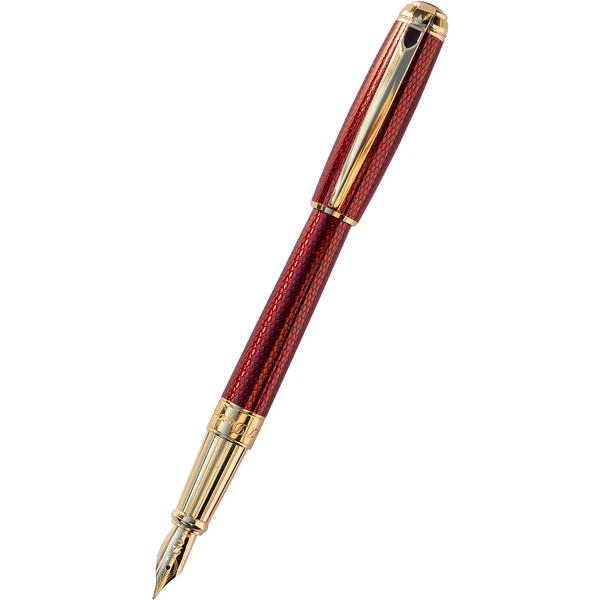 S T Dupont Line D Fountain Pen - Diamond Guilloche - Ruby - Large-Pen Boutique Ltd