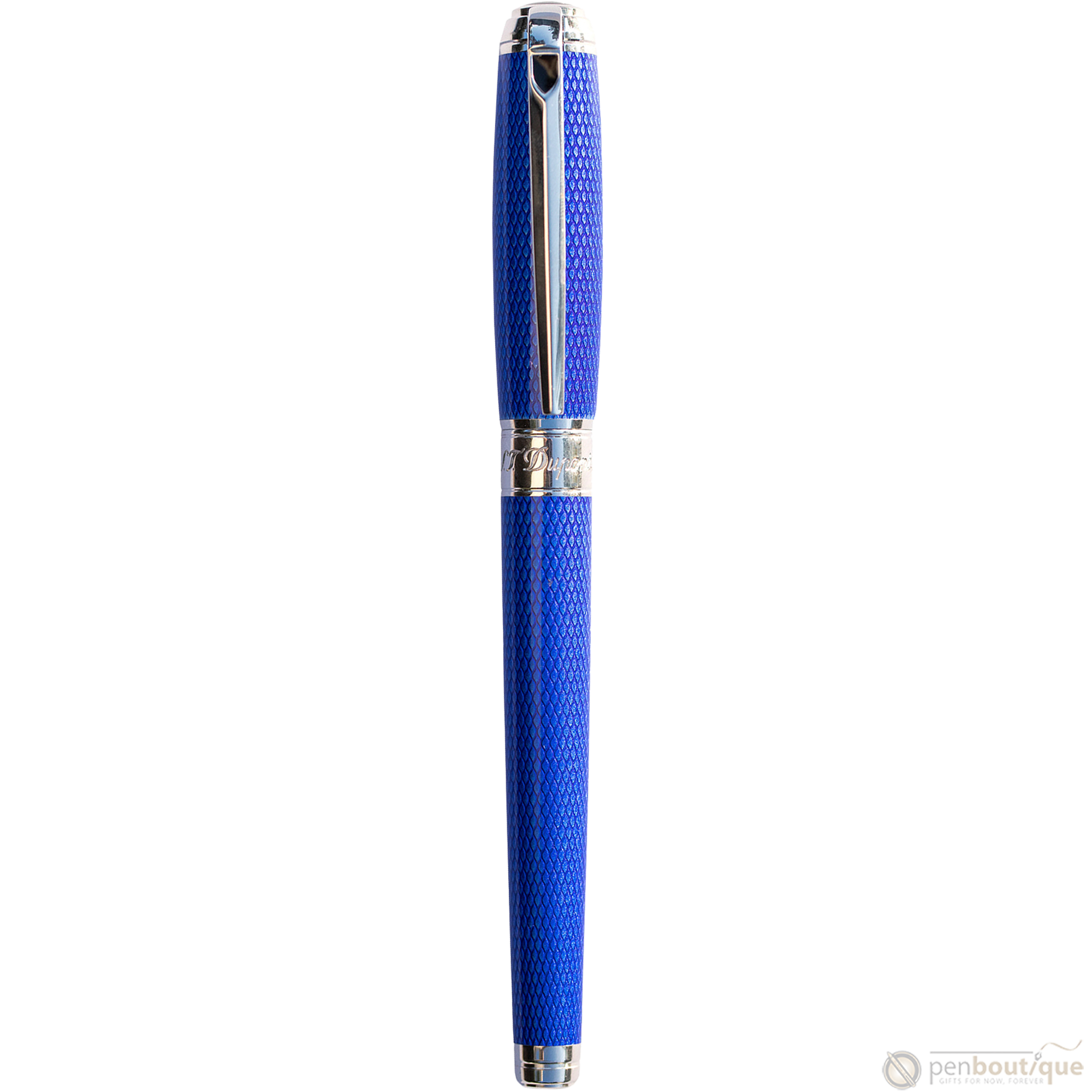 S T Dupont Line D Fountain Pen - Diamond Guilloche - Sapphire - Large-Pen Boutique Ltd