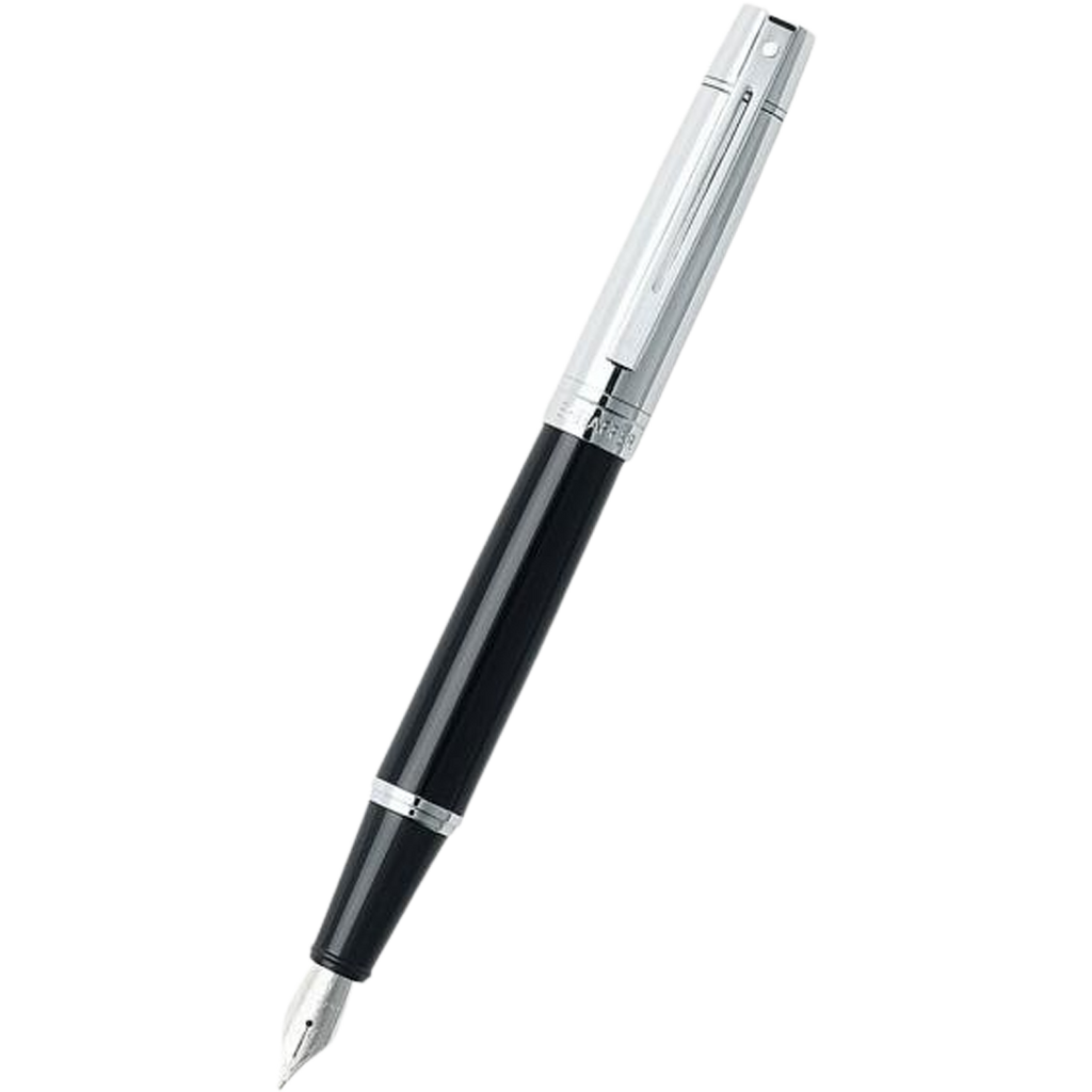 Sheaffer 300 Fountain Pen - Brushed Chrome Trim - Glossy Black-Pen Boutique Ltd