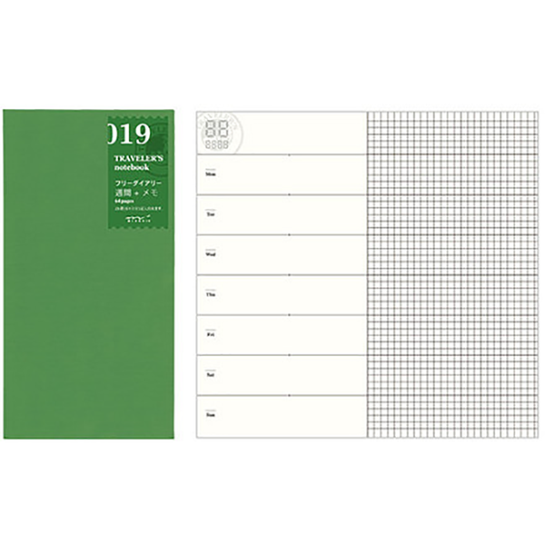 Traveler's Notebook 019 Refill - Regular Size - Free Weekly Memo-Pen Boutique Ltd