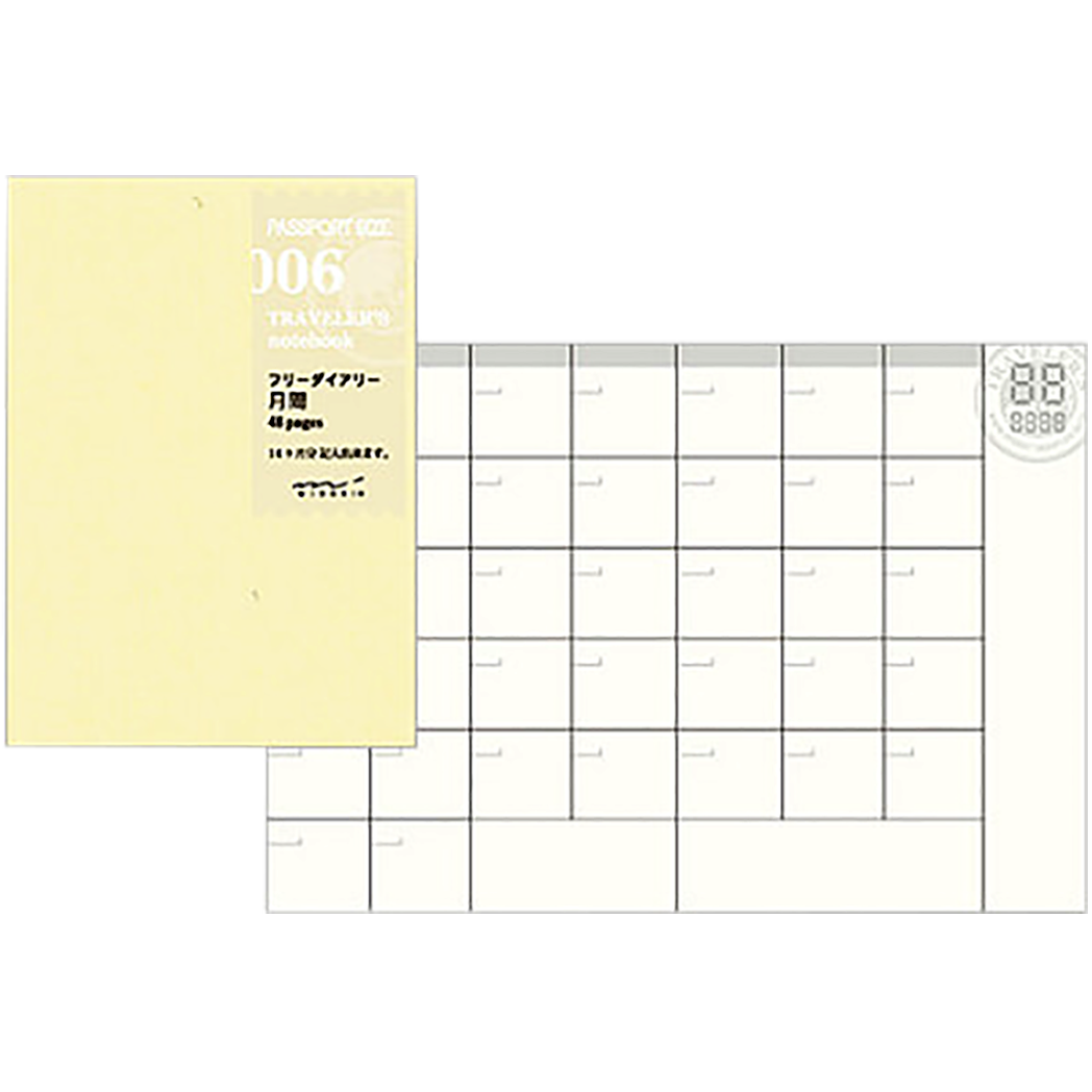 Traveler's Notebook P06 Refill - Passport Size - Free Diary Monthly-Pen Boutique Ltd