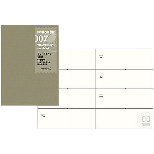 Traveler's Notebook P07 Refill - Passport Size - Free Dairy weekly-Pen Boutique Ltd