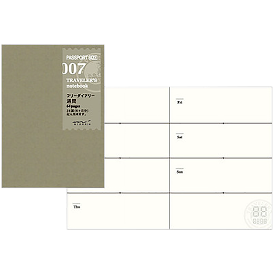 Traveler's Notebook P07 Refill - Passport Size - Free Dairy weekly-Pen Boutique Ltd